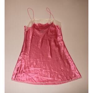 Victorias Secret Barbiecore Hot Pink Slip With White Lace Size M